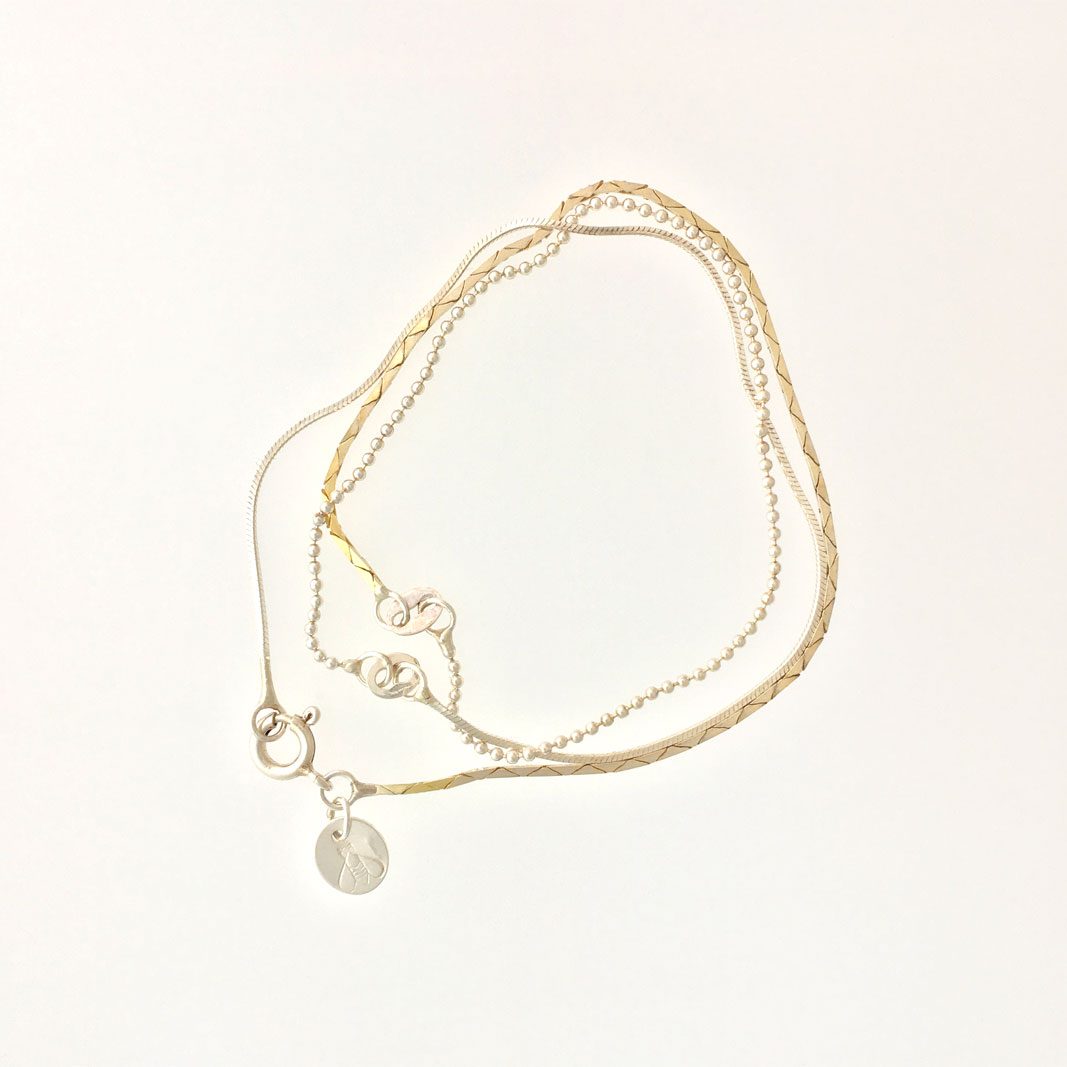 3 Chain Jewelry Thin #15 is made from 3 types of vintage (gold plated) sterling silver chain.