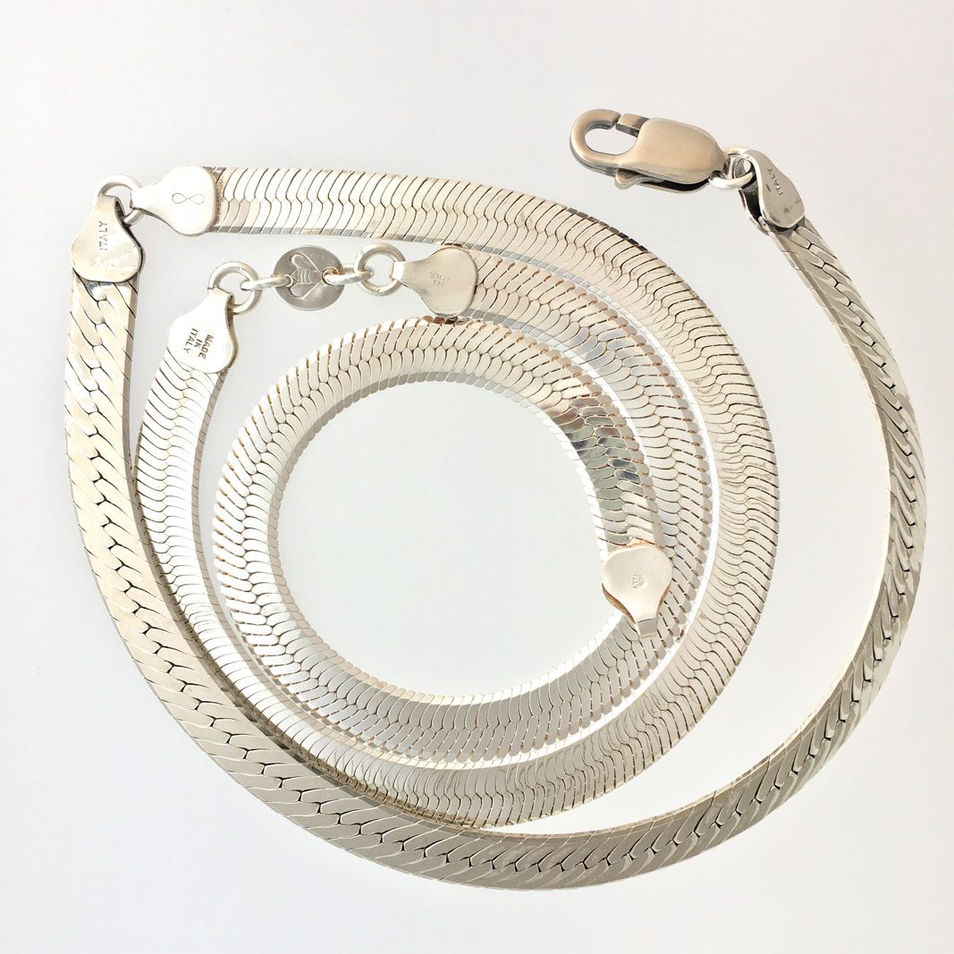 Herringbone Jewelry #68, made from vintage sterling silver elements.