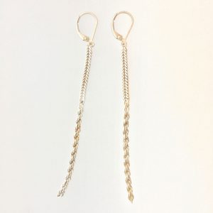 Golden Ratio Earrings no.16 made of vintage sterling silver Wheat and Rope chain
