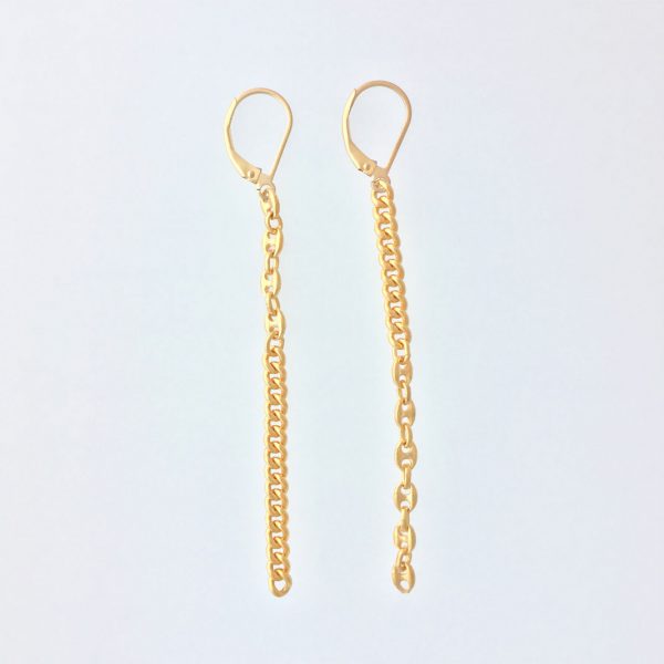 Golden Ratio Earrings #30 Golden Ratio Earrings #30 made of gold-plated vintage sterling silver Mariner and Curb chain