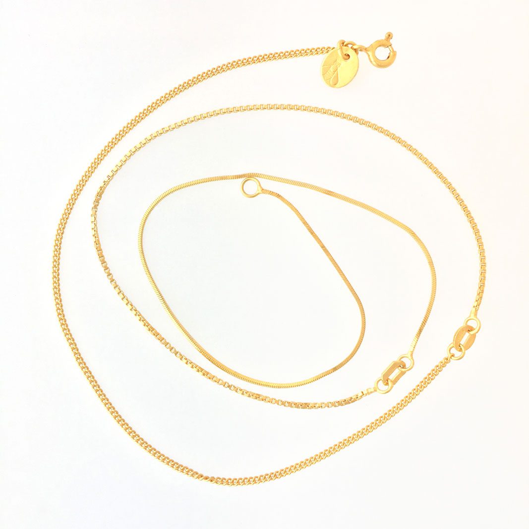 3 Chain Jewelry Thin #5, made of three types of gold-plated vintage sterling silver chain.