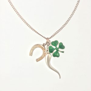 Lucky Charm Necklace #7 is made from three vintage sterling silver charms and curb chain