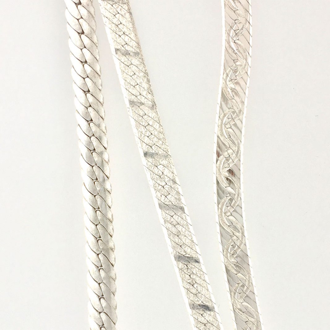 Herringbone Jewelry #335, made from vintage sterling silver elements.