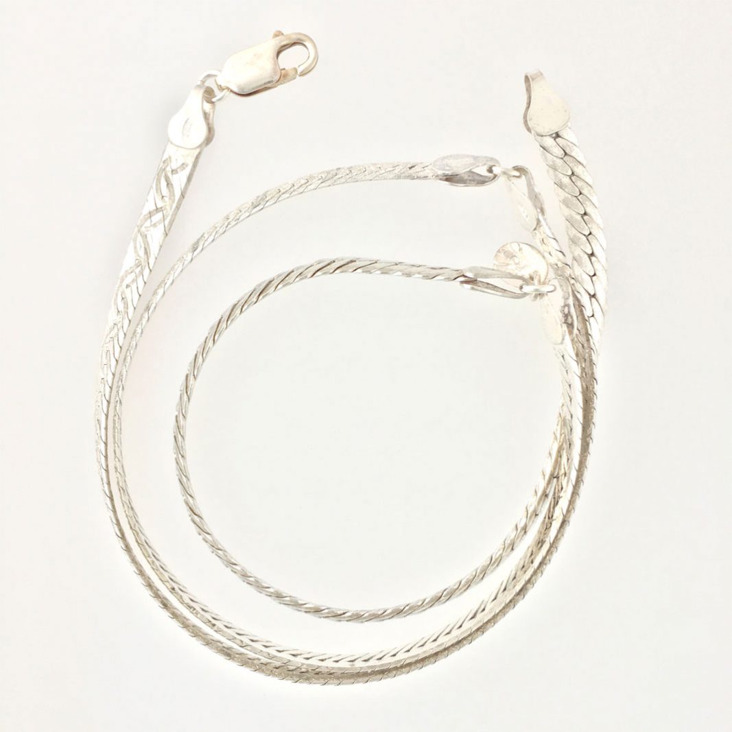 Herringbone Jewelry #335, made from vintage sterling silver elements.