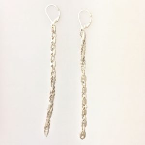 Golden Ratio Earrings #35 are made from vintage Sterling silver Flat Rope and Mariner chain.