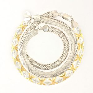 Herringbone Jewelry #358, made from (gold-plated) vintage sterling silver elements.