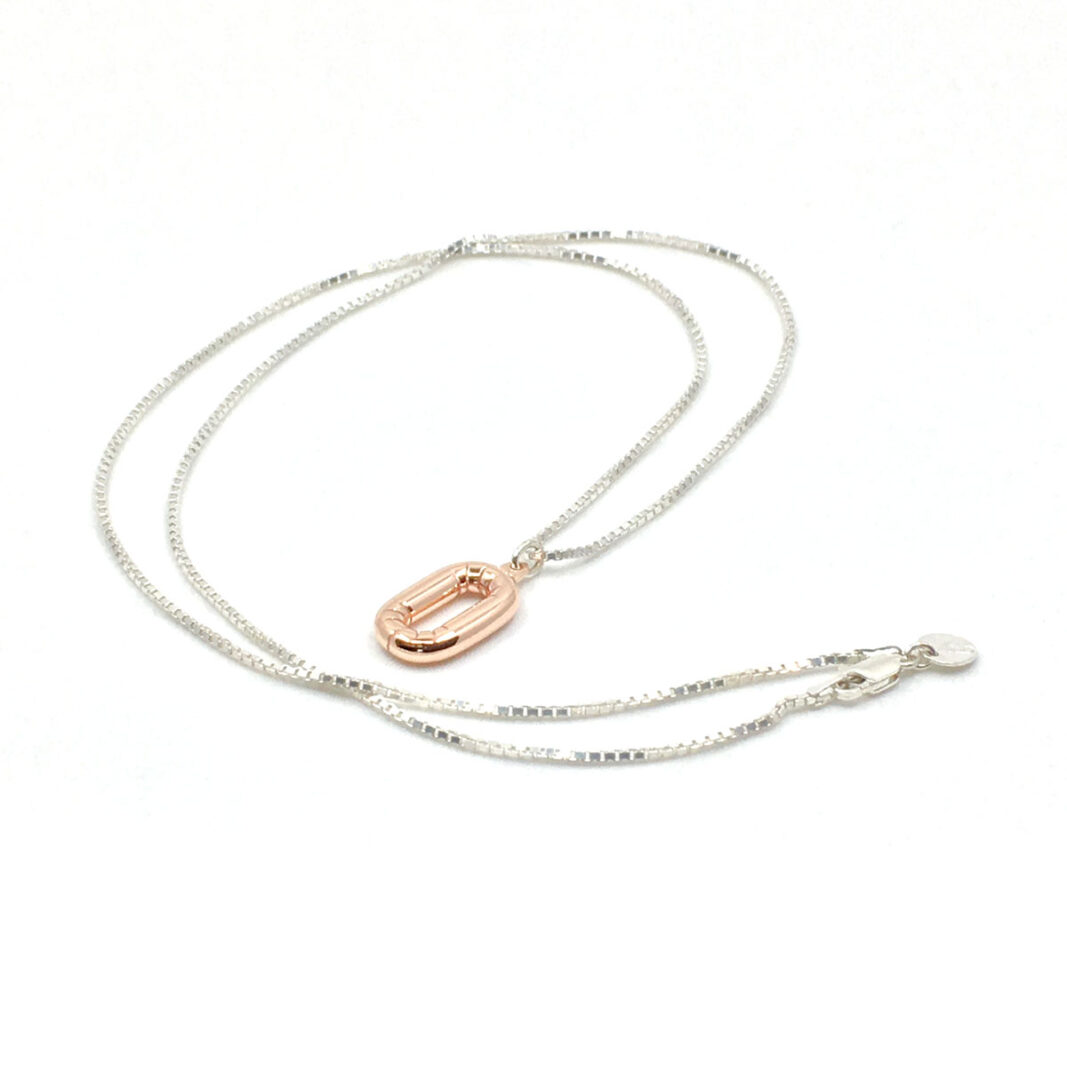 Party Balloon Necklace #0: Rose Gold plated solid Sterling silver pendant with sterling silver Box chain.