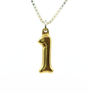 Party Balloon Necklace #1: Gold plated solid Sterling silver pendant with sterling silver Box chain.