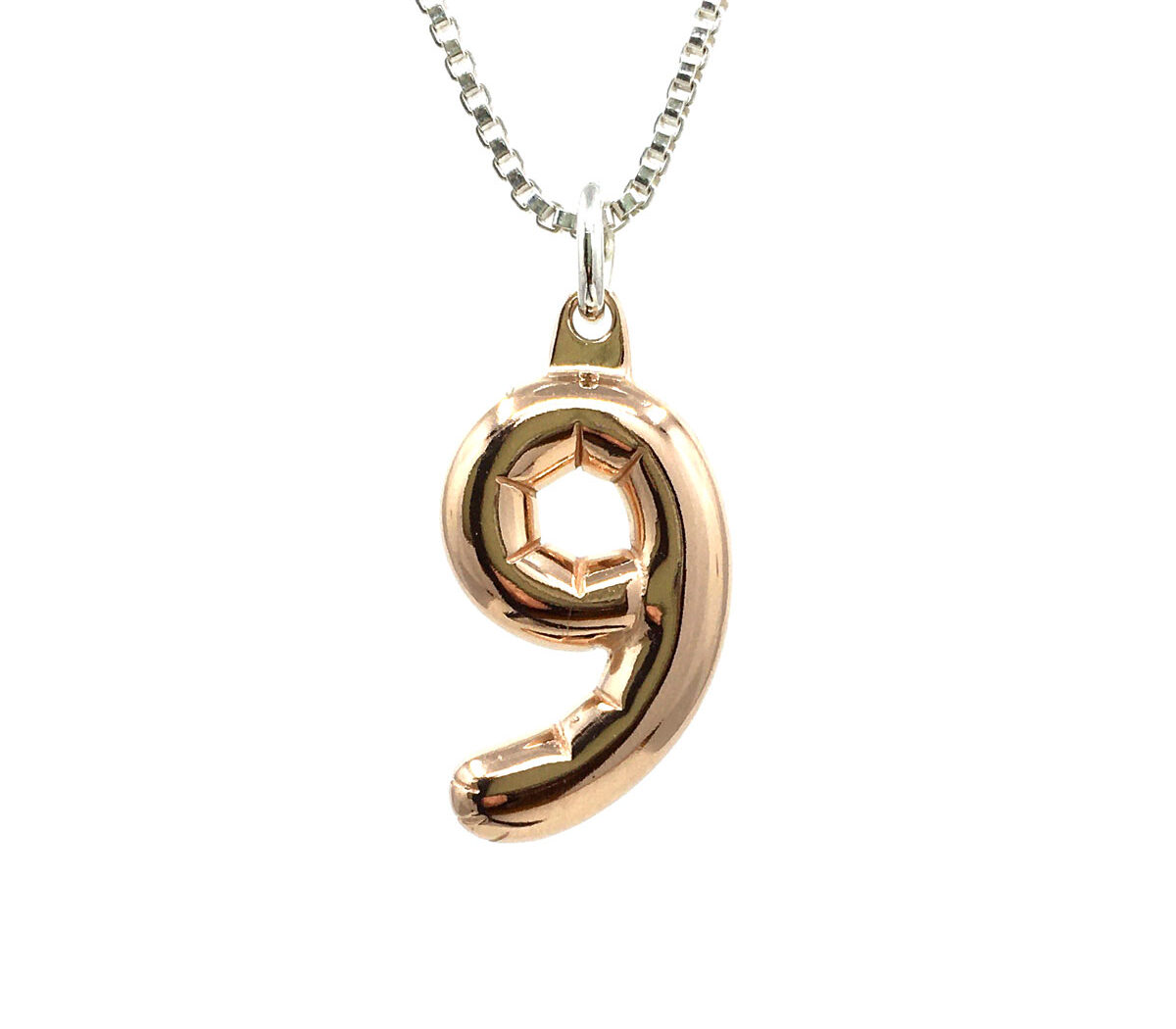 Party Balloon Necklace #9: Rose gold plated solid Sterling silver pendant with sterling silver Box chain.