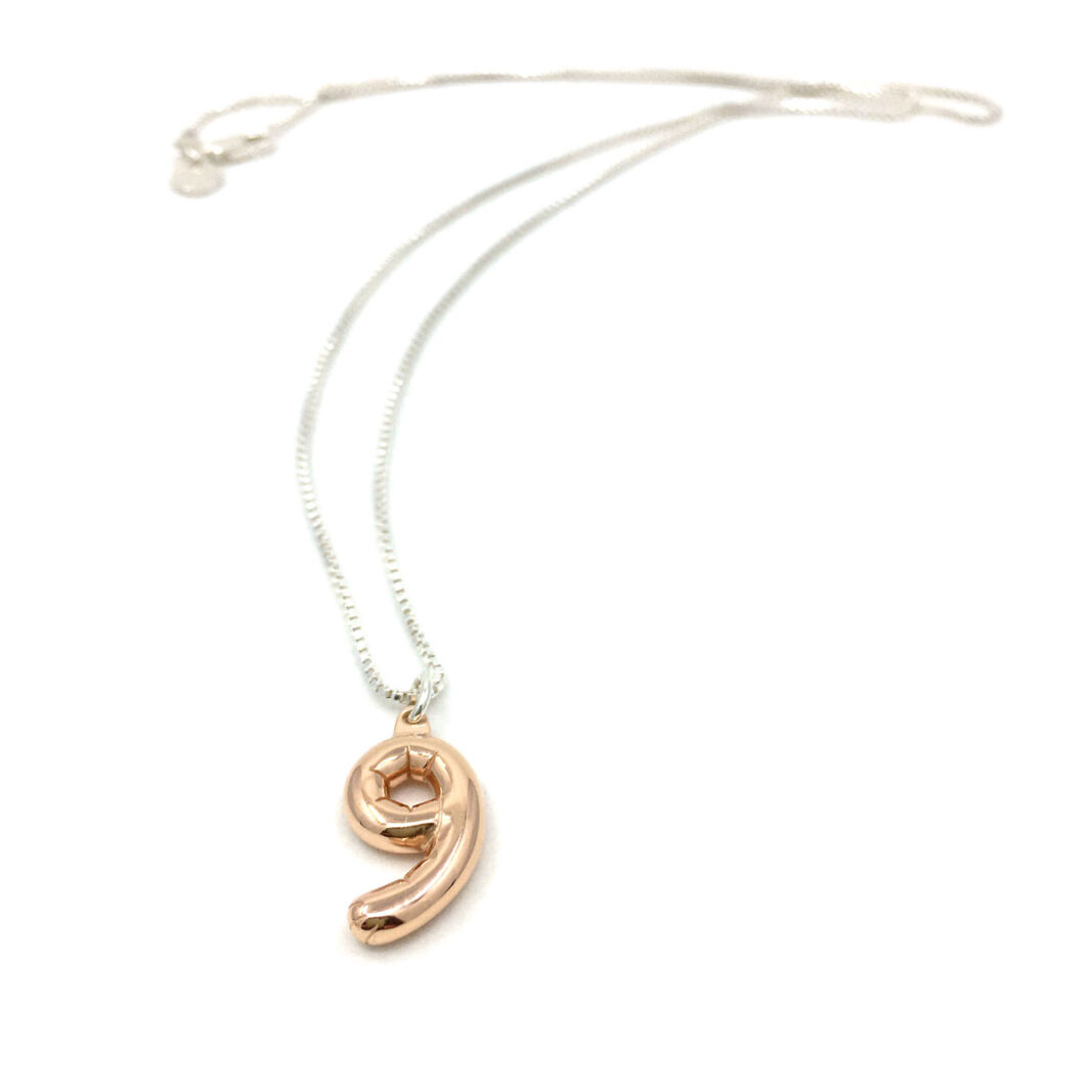 Party Balloon Necklace #9: Rose gold plated solid Sterling silver pendant with sterling silver Box chain.