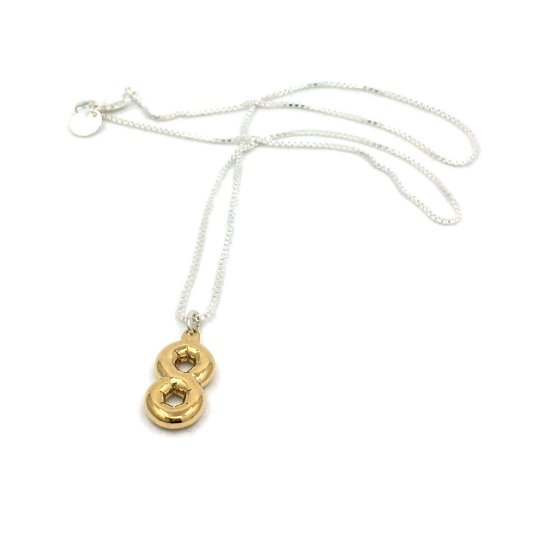 Party Balloon Necklace #8: Gold plated solid Sterling silver pendant with Sterling silver Box chain.