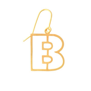Alphabet Earring "B": Gold plated brass with gold filled ear wire.