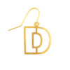Alphabet Earring "D": Gold plated brass with gold filled ear wire.