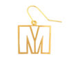 Alphabet Earring "M": Gold plated brass with gold filled ear wire.